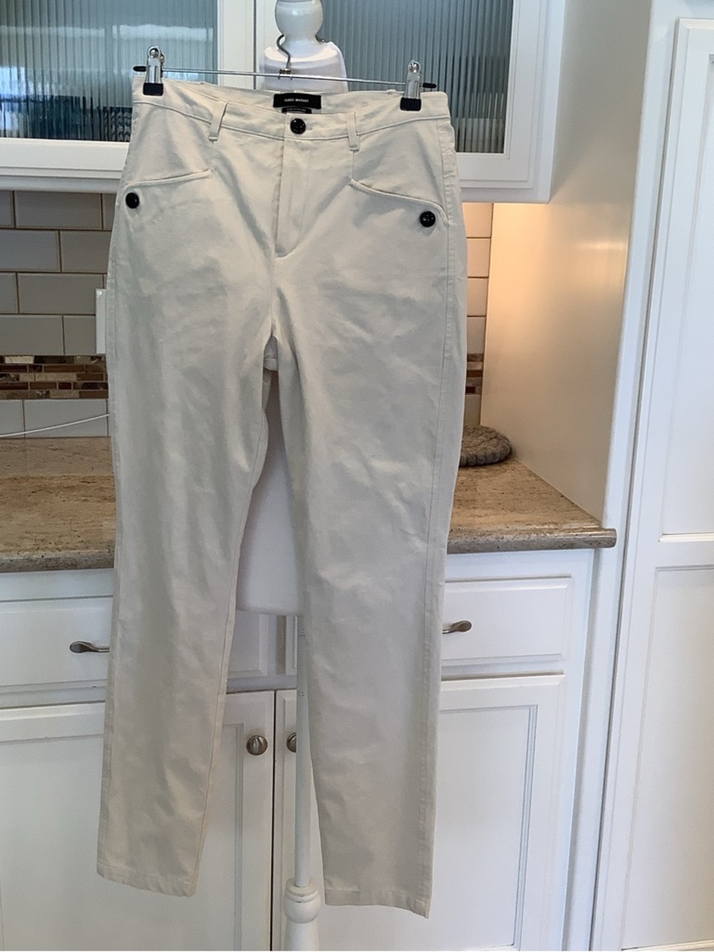 Isabel Marant Cream Straight-Leg Jeans Trousers Size 6 (38)